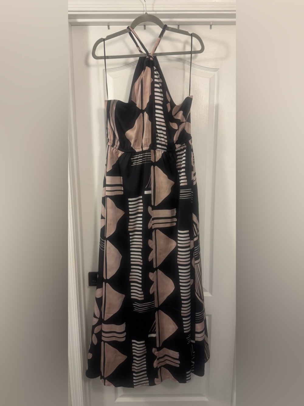 Express Black and Blush Halter Maxi Dress - Picture 2 of 16